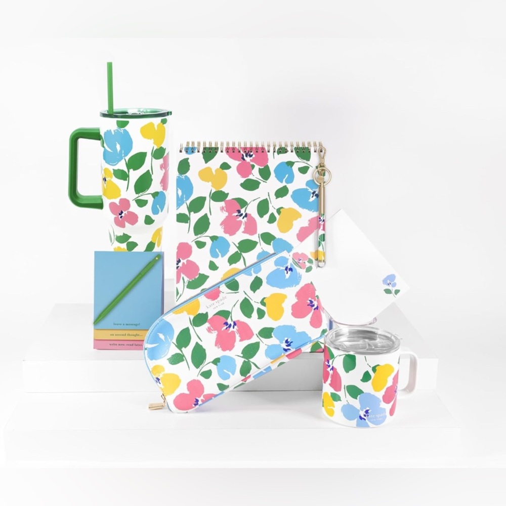 Kate Spade 40 Oz. Tumbler with Handle & Straw (Painterly Bouquet) NWT MSRP: $46 - Picture 4 of 11